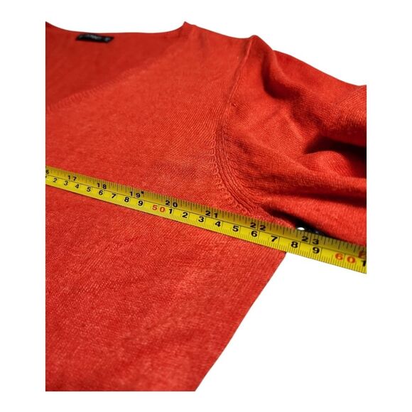 Dunnes Red Orange V-Neck Pullover Sweater Size (US 18) EU46 Lightweight Office - Picture 4 of 8
